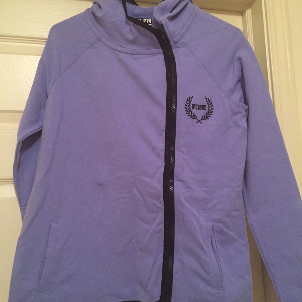 Pink High/Low Zip Hoodie